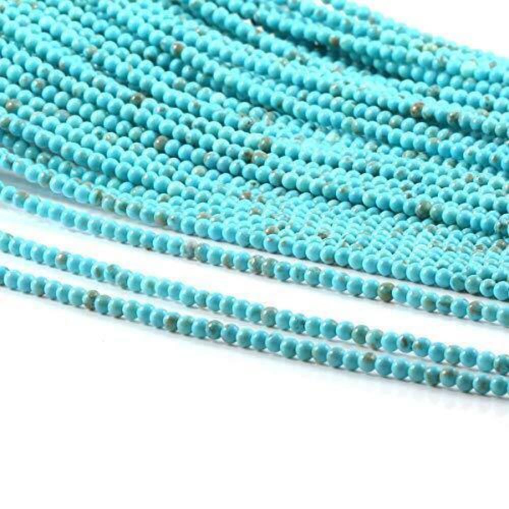 2280 Blue Turquoise Loose Beads Round Natural Stone Punching Beads